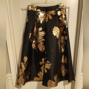 Elegant Black and Gold Floral Skirt